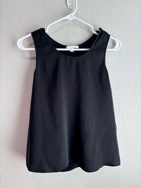 Lunya Washable Silk Tulip Back Black Tank Top Small